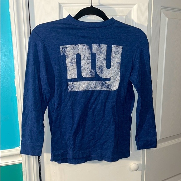 NFL Long Sleeve T-shirt Tee Kids 8 Medium New York Giants Football Distressed - Picture 1 of 3